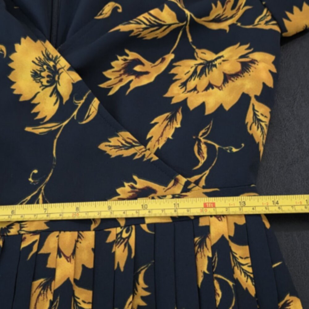 J Crew Floral Dress Cap Sleeve Navy Yellow Womens Size 0 Chic Bloomcore Feminine - Picture 15 of 15